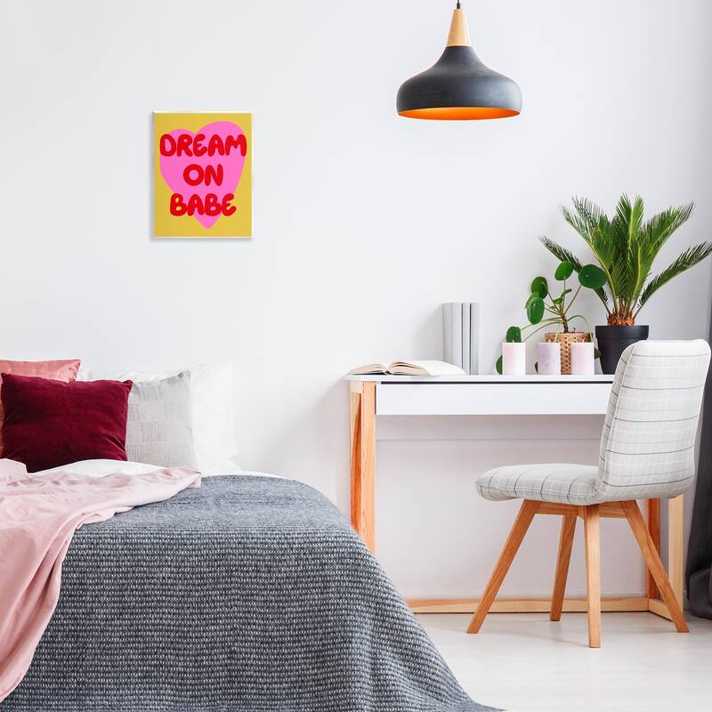 Stupell Dream On Babe on Yellow Wall Plaque Art Design By House of Lulu