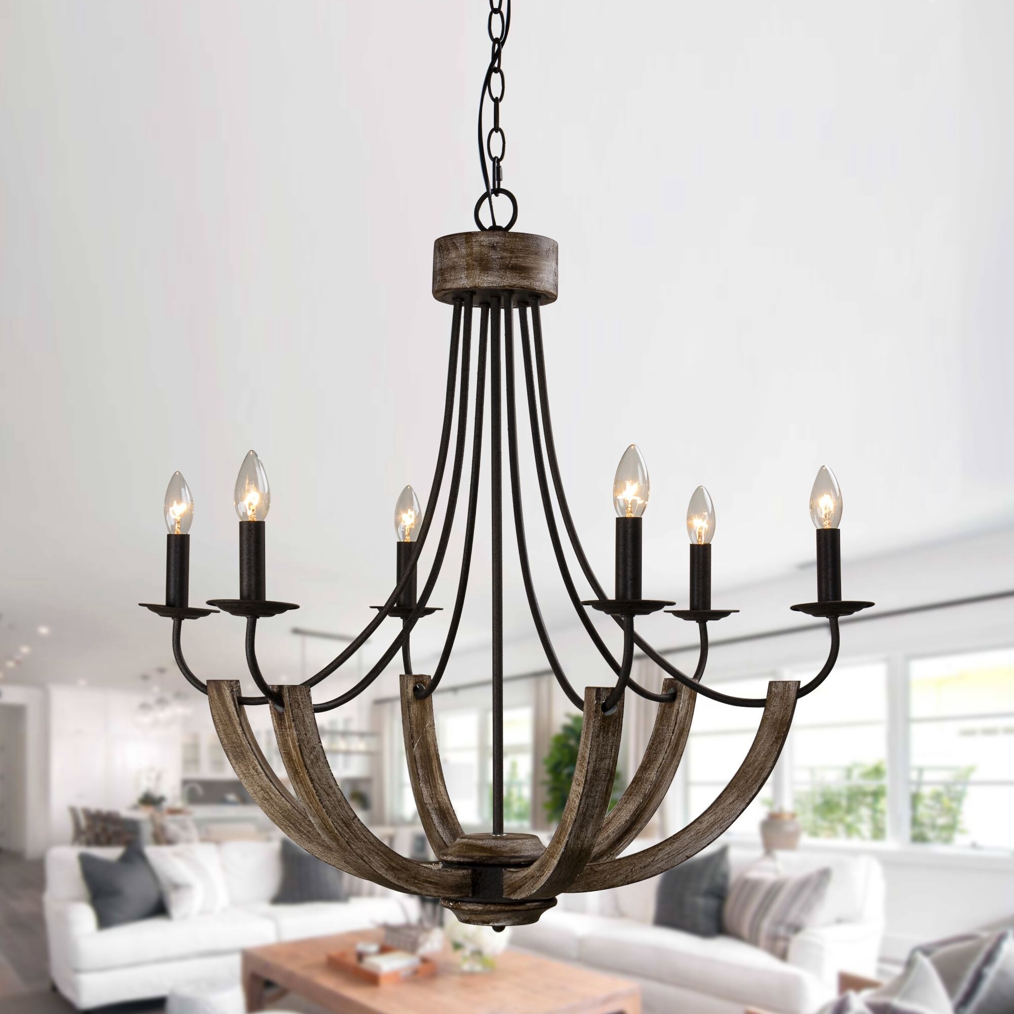 distressed iron chandelier