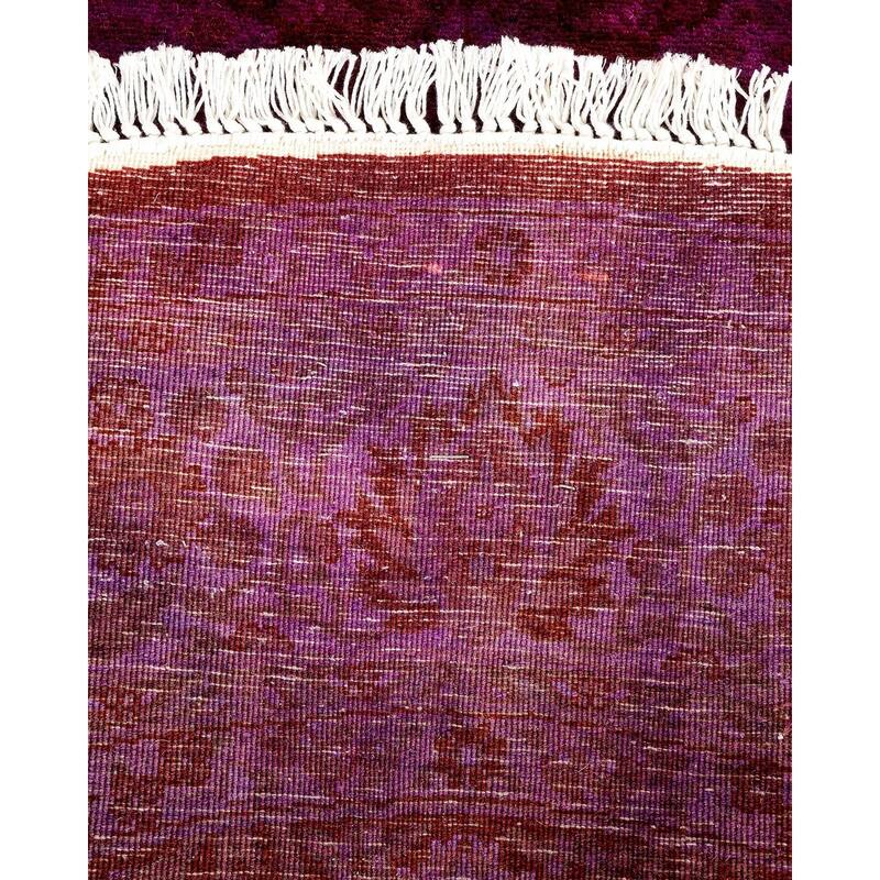 Overton Hand Knotted Wool Vintage Inspired Modern Contemporary Overdyed Purple Round Area Rug - 4' 1" x 4' 1"