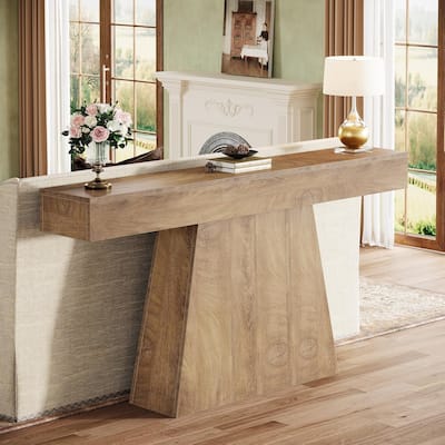 Farmhouse Entryway Table, 63 Inches Black Console Table