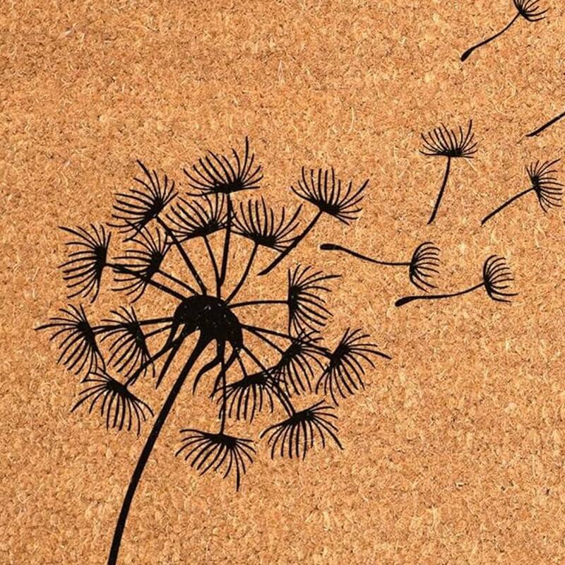 HomeRoots 24" X 36" Brown And Black Floral Hello Outdoor Coir Door Mat - 24.00' X '36.00