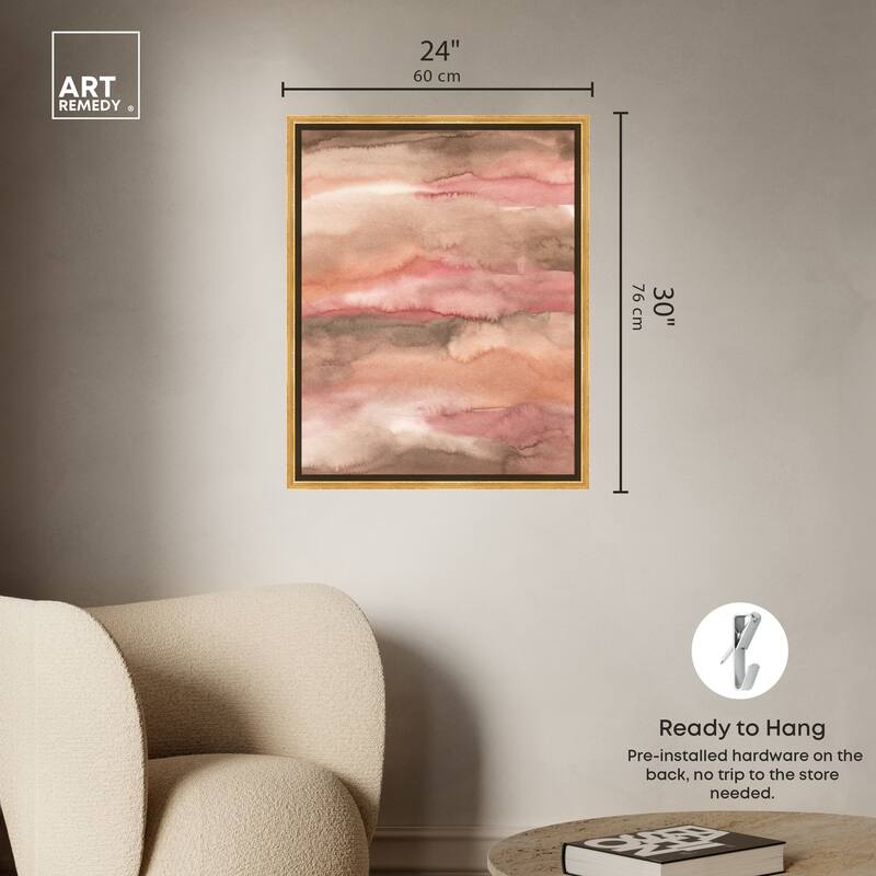 Art Remedy Loose Powder Framed Boho Abstract 1 Piece Canvas Wall Art