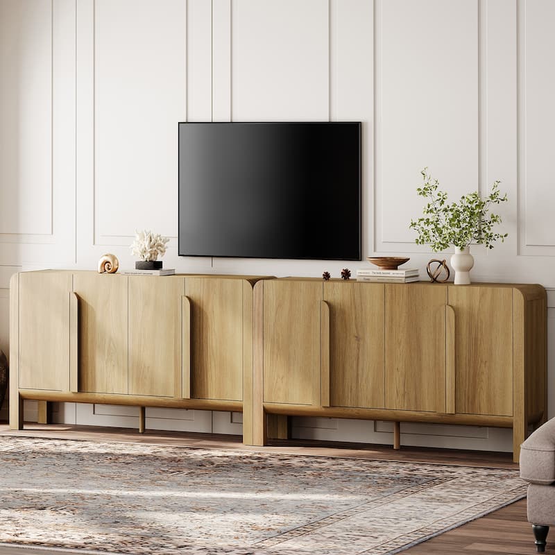 WAMPAT Modern TV Stand For Tvs Up To 120 Inch, 2 In 1 Wood Entertainment Center TV Console With Doors And Adjustable Shelves