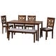 preview thumbnail 11 of 13, Abigail Modern styled Fabric and Wood Dining Set Grey, Walnut Brown - 6-Piece(bench included)