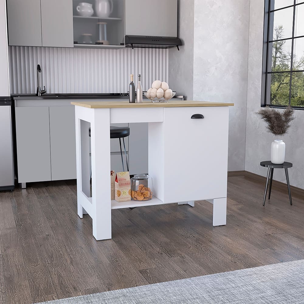Kitchen Island with One Door and Open Shlef