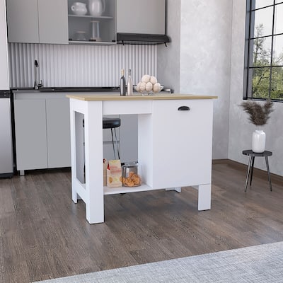 Kitchen island Shoproni, One Drawer, White Finish