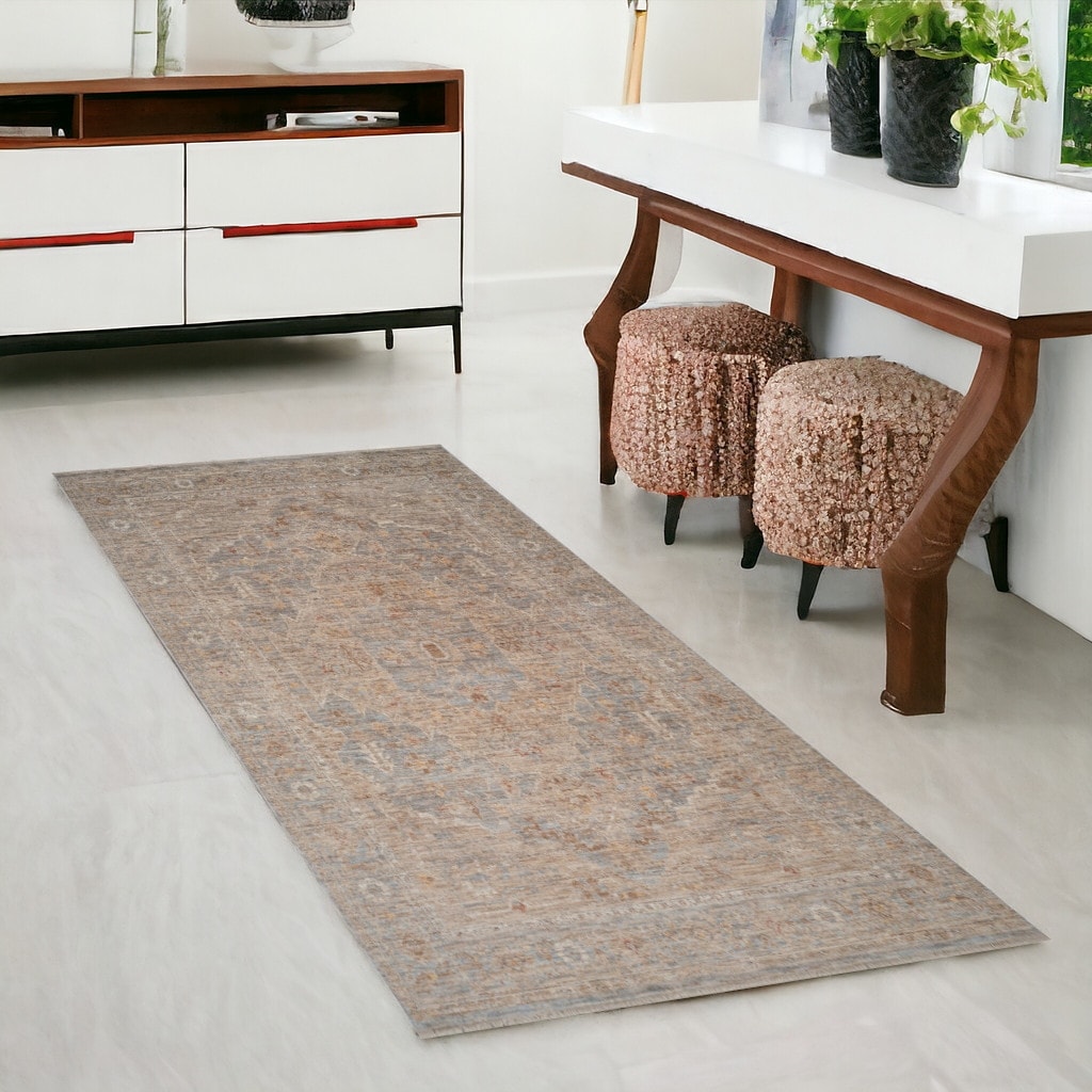 HomeRoots Hevu Floral Medallion Traditional Runner Area Rug