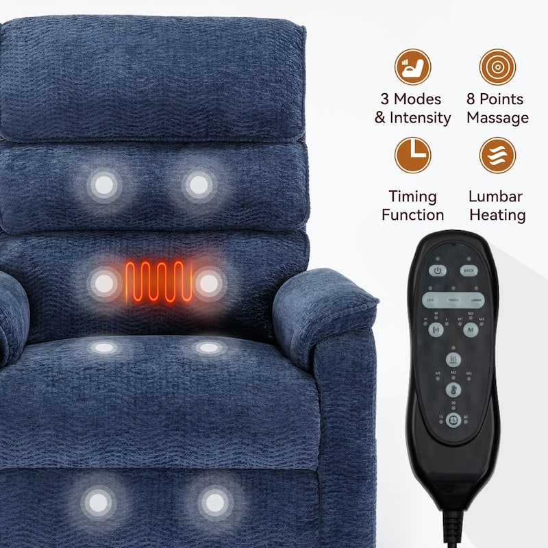 Power Lift Recliner Chair,Dual Infinite Position, Heat Massage, Remote