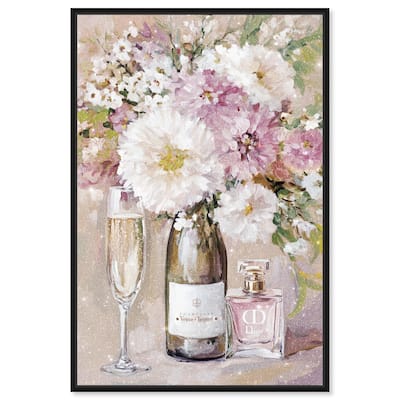 Light Floral Champagne Vase Canvas by Art Remedy