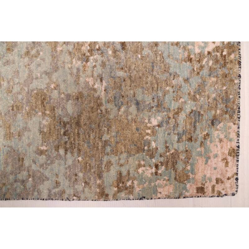 ECARPETGALLERY Hand-knotted Legacy Light Blue Silk, Wool Rug - 2'6 x 10'0