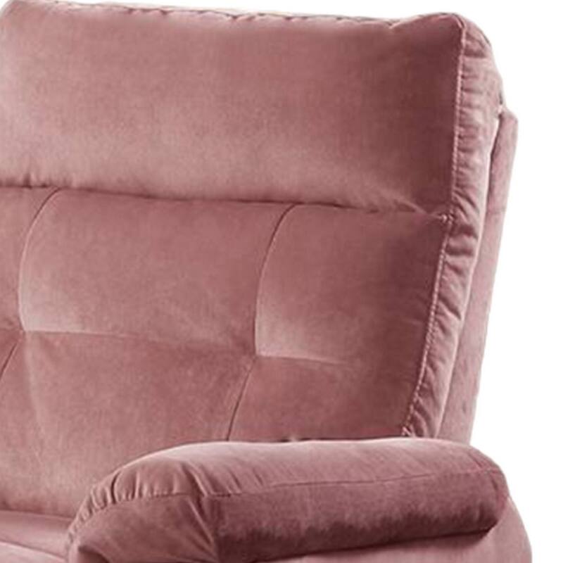 Jessy Manual Recliner Chair, Tufted Cushioned Rose Pink Velvet