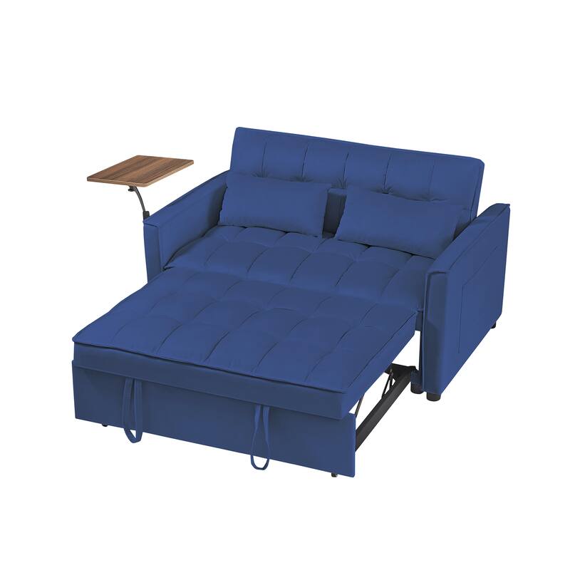 3-in-1 Convertible Sleeper Sofa Bed, Loveseat with Side Pockets, Small Lounge Sofa with Adjsutable Backrest and Lumbar Pillow
