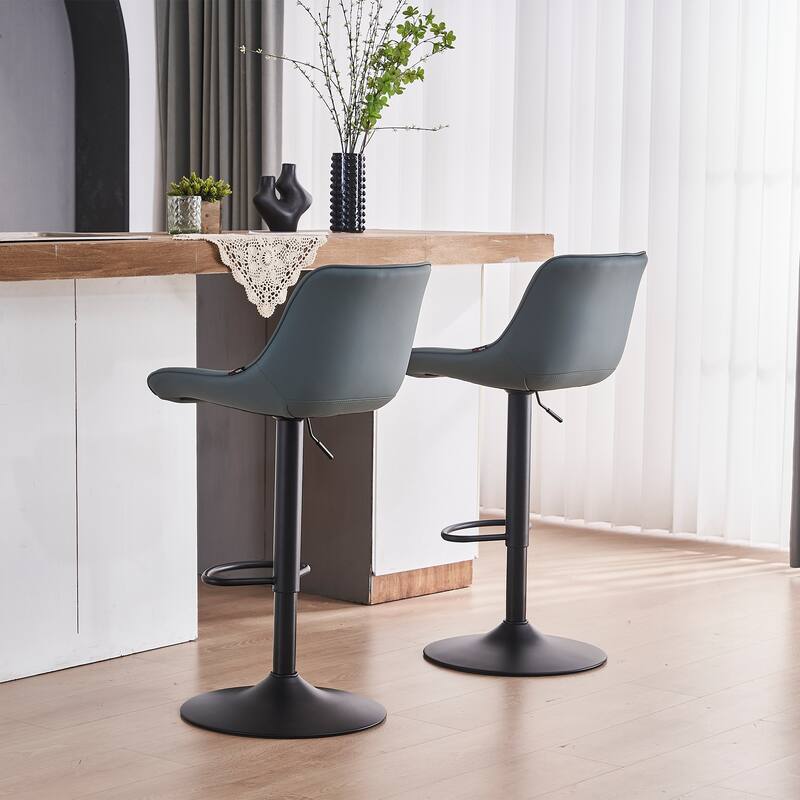 Adjustable Swivel Bar Stools Set of 2 Modern Upholstered Counter Stools