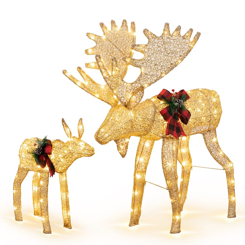 Futzca Christmas Light Holiday Reindeer & Sleigh