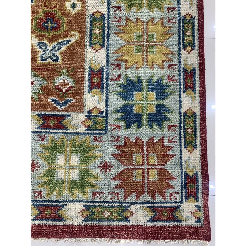 Hand-Knotted Wool Traditional Knot Rug, 9' x 12', Gray Multi-Colored Area Rug, Elegant Soft Texture for Rooms - L