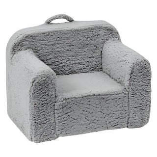 Grey Fleece Sponge Kids Sofa Chair with Strong Support and Zippers - 25” L x 18.11” W x 20.47” H
