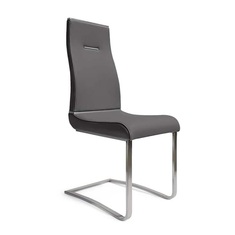 Chrome/Gray Faux Leather Upholstered Metal Frame Dining Chair, Set of 2, Sturdy Dining Chair for Dining Rooms - 19
