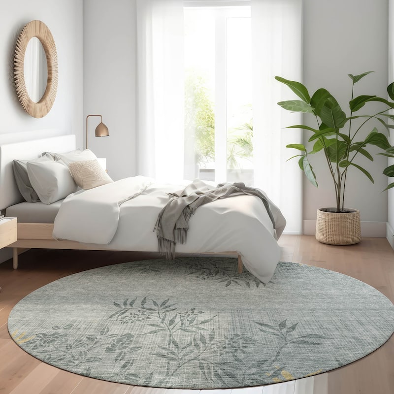 Machine Washable Indoor/ Outdoor Chantille Modern Garden Rug - Gray - 8' x 8'