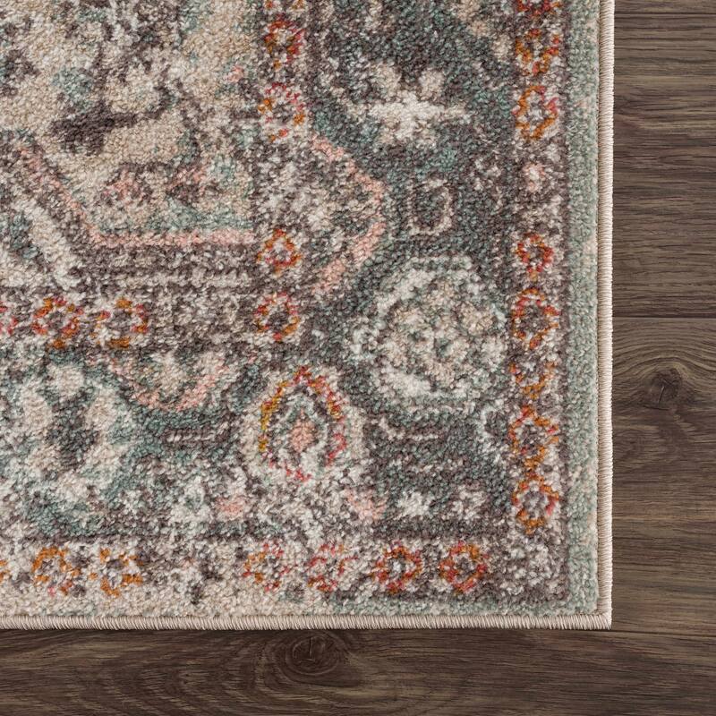 Hauteloom Bolinas Living Room, Bedroom Area Rug - Brick Red, Camel, Charcoal - 5'2" x 7'