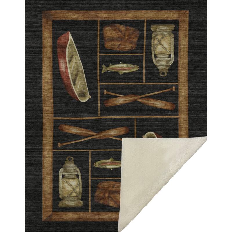 Premium Machine Washable ASB144 Lake Lodge Sherpa Throw Blanket