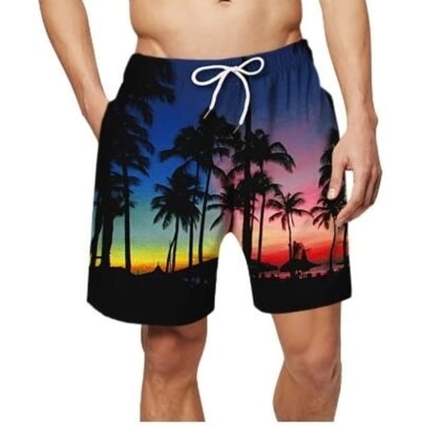 mens elastic waist swim trunks