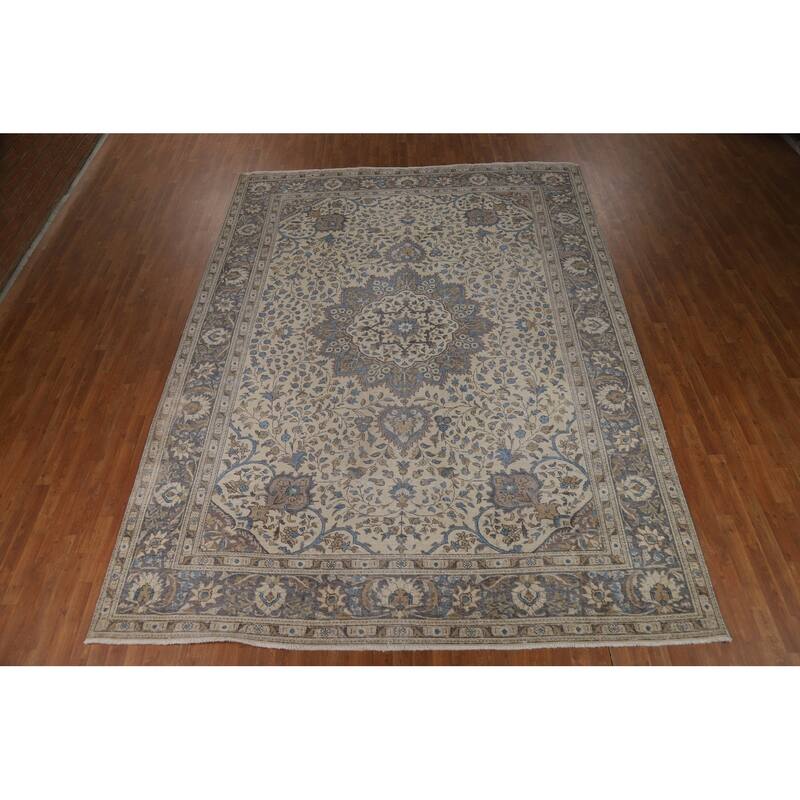 Medallion Tabriz Persian Area Rug Handmade Floral Wool Carpet - 9'5"x 12'10"