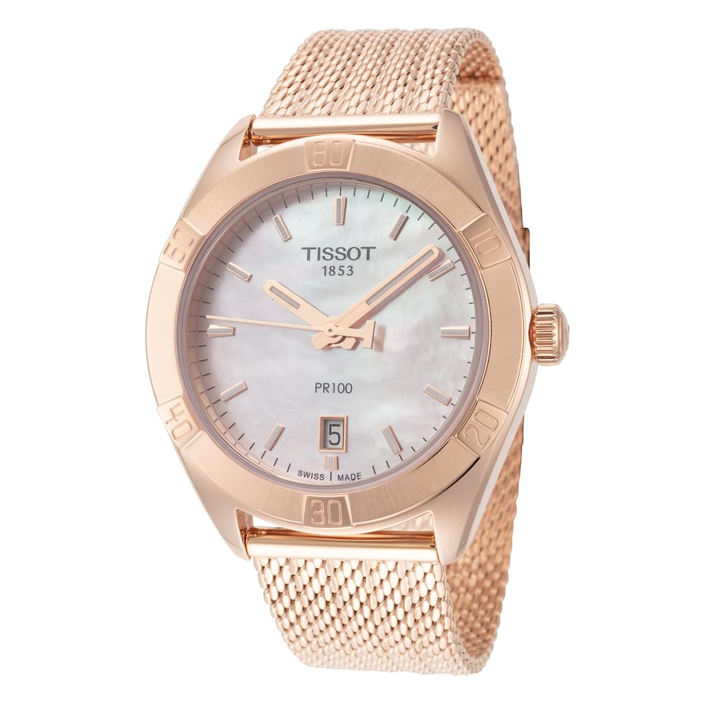 Tissot Women's PR 100 36mm Pink Mother-of-Pearl Dial Stainless Steel Quartz Watch - Gold-Tone - One Size