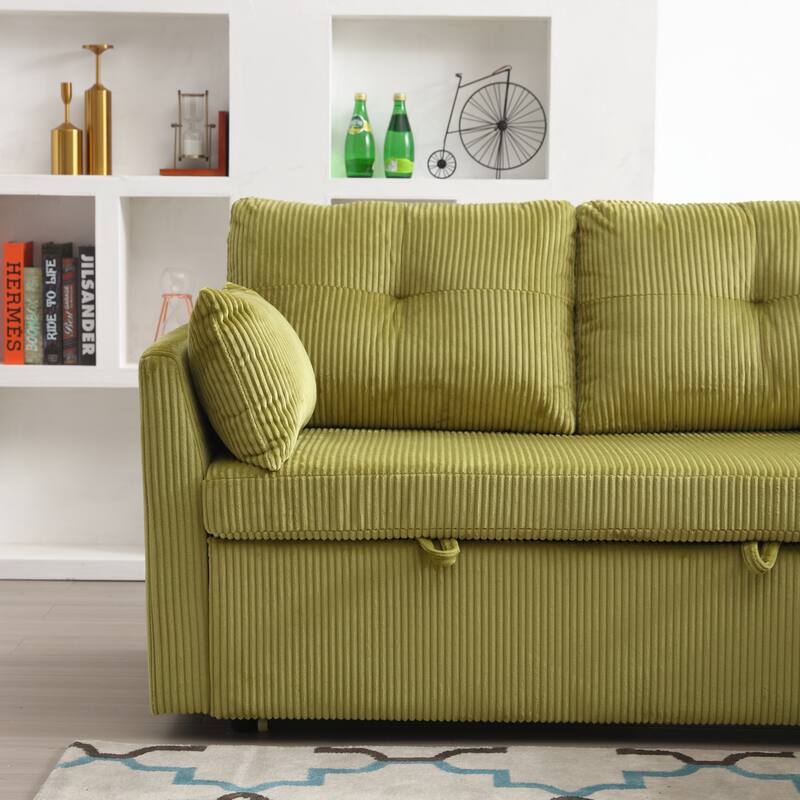 Green 81.1" L-Shaped 3-Seater Sofa with Reversible Chaise & Storage