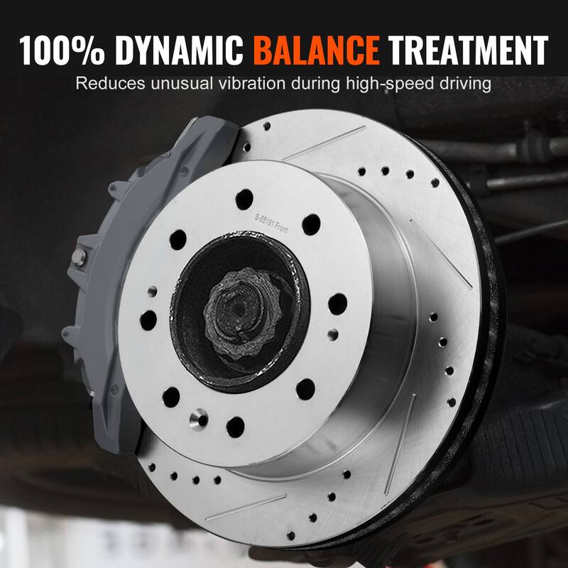 Front and Rear Brake Kit Drilled and Slotted Brake Rotors Ceramic Brake Pads Replacement