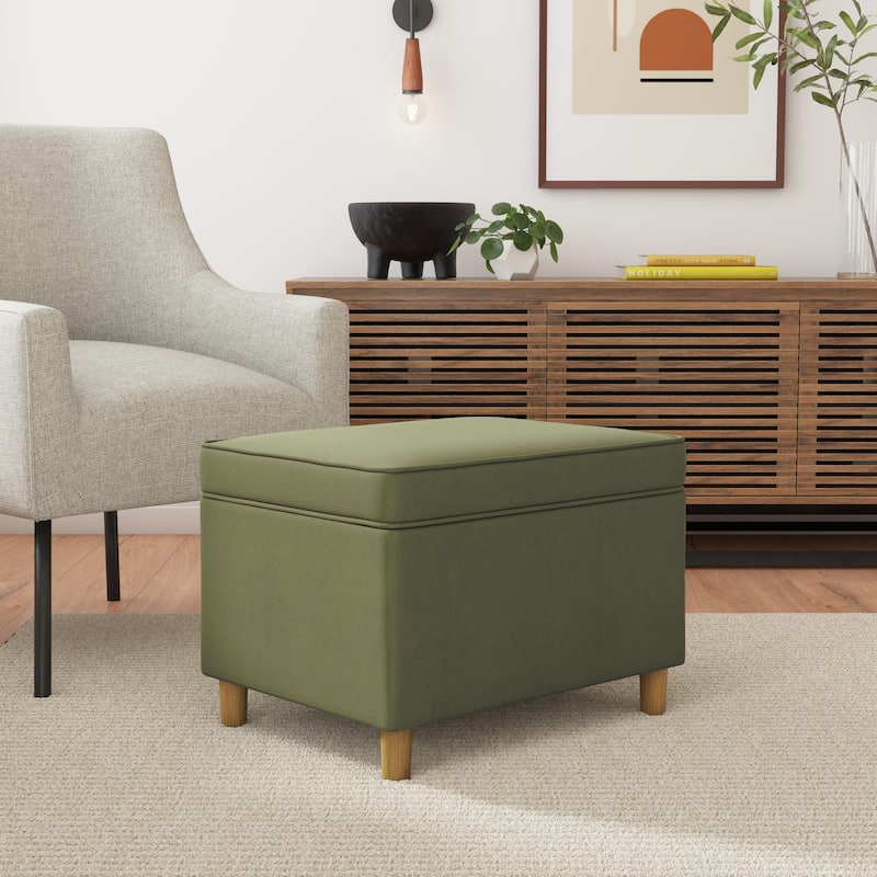 Dinah 24" Storage Ottoman with Cone Wood Legs
