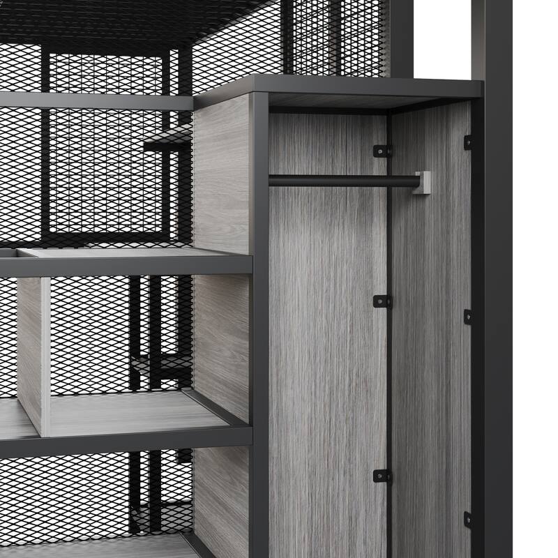 Full Metal Loft with Desk, Built-In Closet, and Multi-Level Storage Shelving