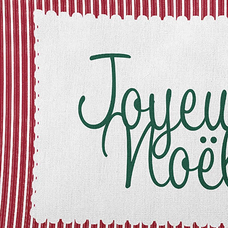 Joyeux Noel Ticking Christmas Accent Pillow