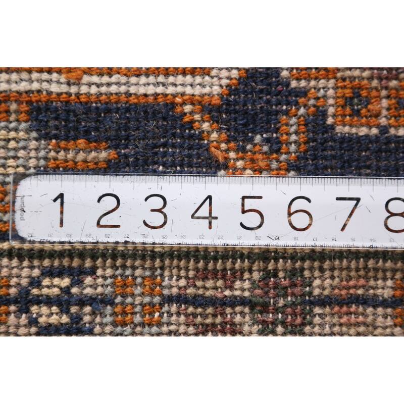 Medallion Heriz Serapi Indian Area Rug Handmade Orange Wool Carpet - 7'10" x 9'9"