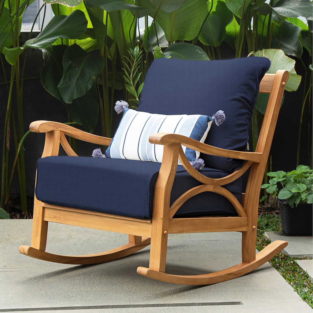 Cambridge Casual Lowell Teak Outdoor Rocking Chair with Cushion