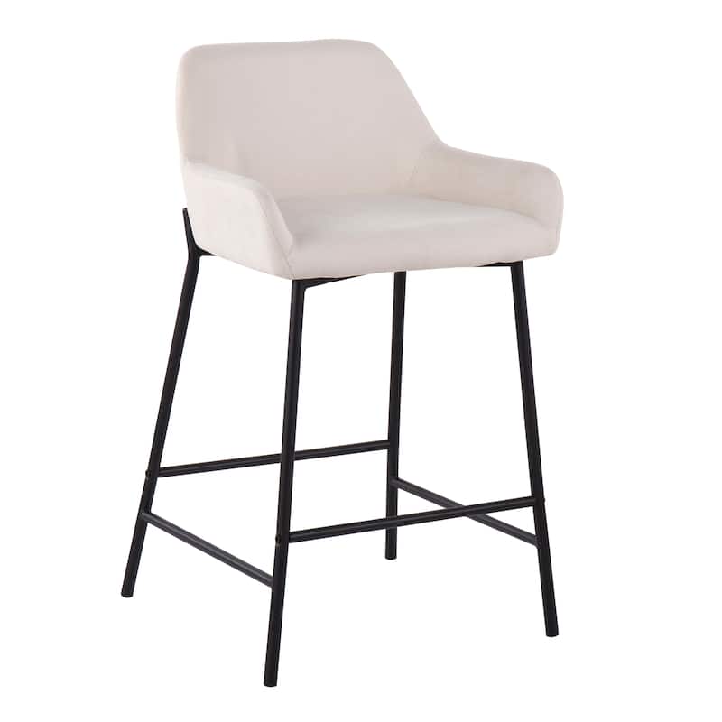 Carbon Loft Galotti Black Fixed-Height Upholstered Counter Stool - Set of 2 - Cream Fabric