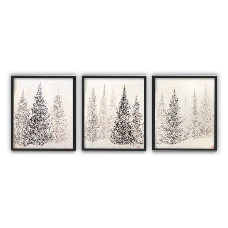 'Monoscape XXVIII' 3 Piece Wrapped Canvas Wall Art Set by Karen Biery