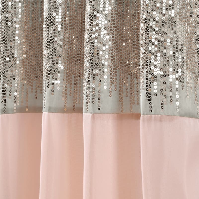 Silver Orchid Page Two-tone Faux Silk Glamorous Sequins Sparkle Single Curtain Panel