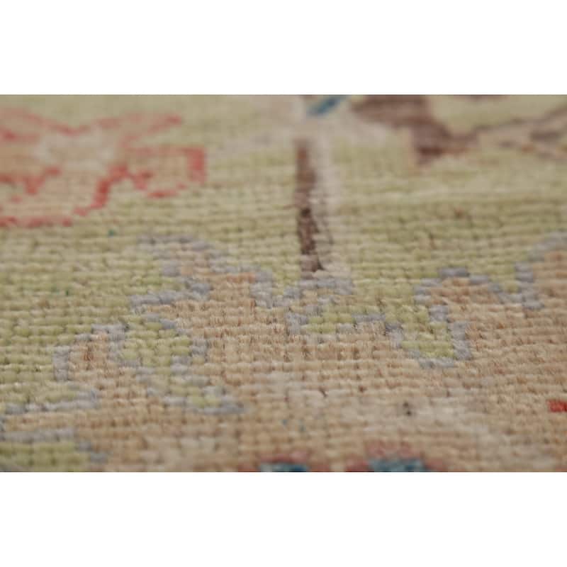 Hand Knotted Oriental 100% Wool Carpet Transitional All-Over Navy Blue & Blues Oushak Area Rug - 8' 11'' X 6' 1''