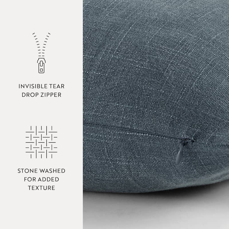 Washed and Distressed Cotton Decor Throw Pillow in Stone Washed