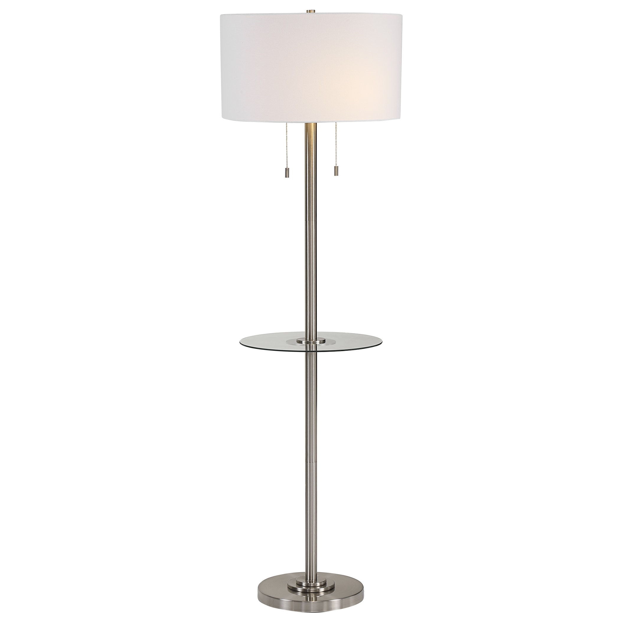 Brushed Nickel Steel 2-light Floor Lamp