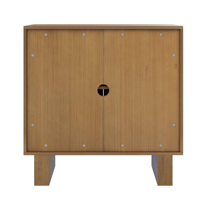 Austin Mid Century Modern Solid Wood Bar Cabinet or Dining Room Buffet with Geometric Doors