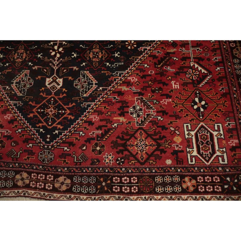 Hand Knotted Oriental 100% Wool Carpet Traditional Medallion Greys & Charcoal Shiraz Area Rug - 9' 11'' X 6' 8''
