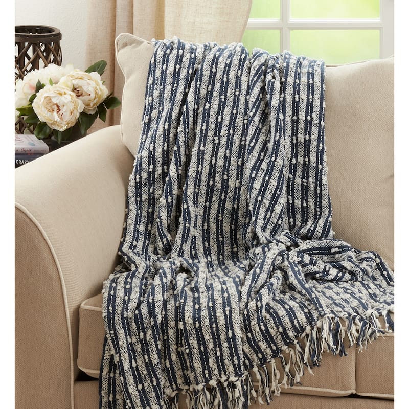 Striped Throw With Fringe Design