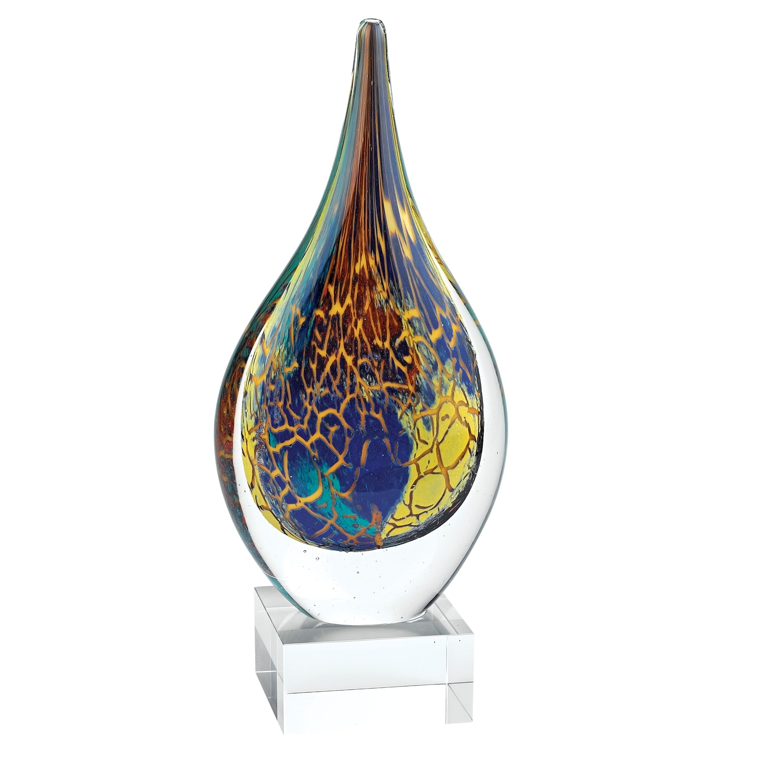 11 Multicolor Art Glass Teardrop On Crystal Base 11 Multicolor Art Glass Teardrop On Crystal Base