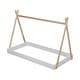 preview thumbnail 5 of 18, Twin Size Tent Floor Kids Bed Frame with Triangle Structure, Sturdy Solid Wood Frame, X-Shaped Safety Railings, White+Natural