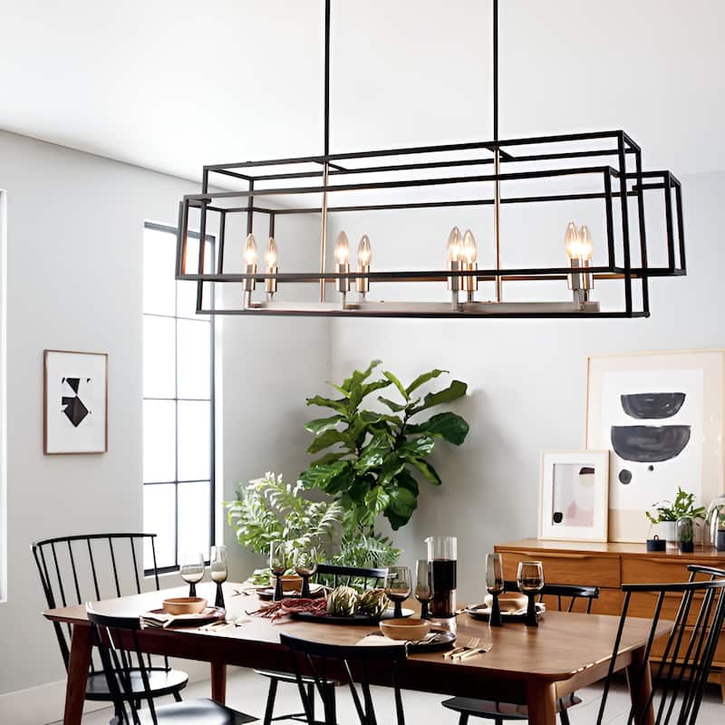8-Light Kitchen Island Square Rectangle Pendant Lamp Island/Billiard