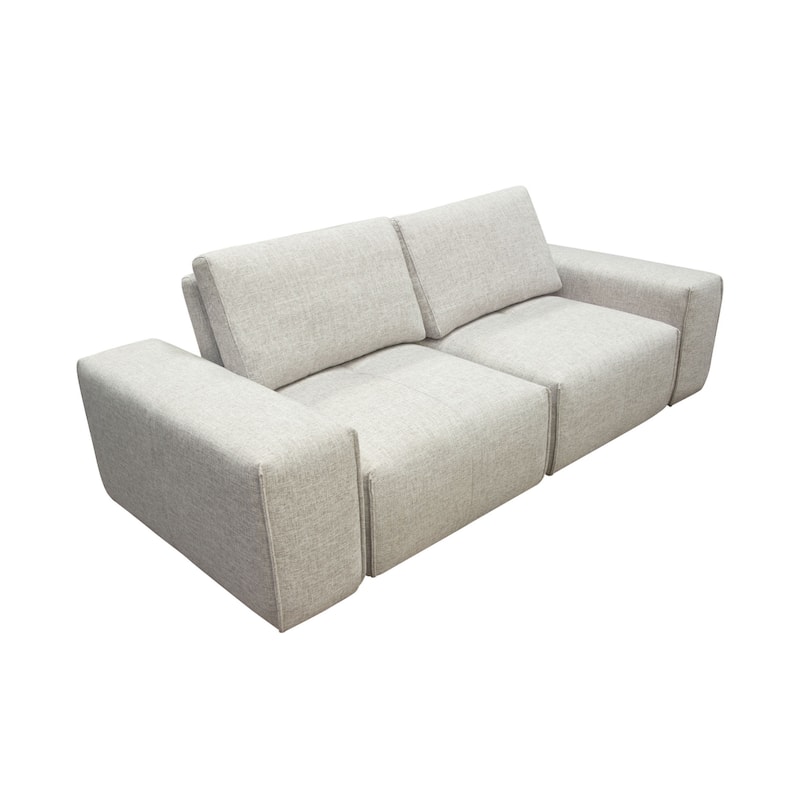 Joa Modular Loveseat w Adjustable Back, Light Greige Polyester 87 Inch