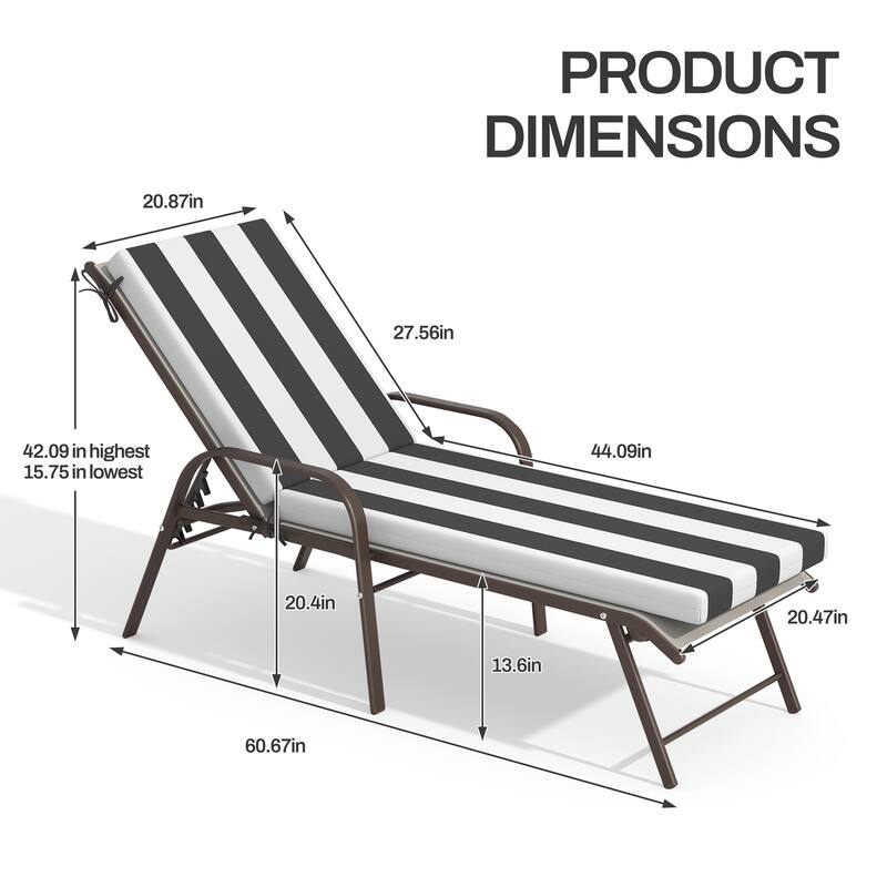 Outdoor Lounge Chairs Chaise Lounge Set with Adjustable Back and Cushions