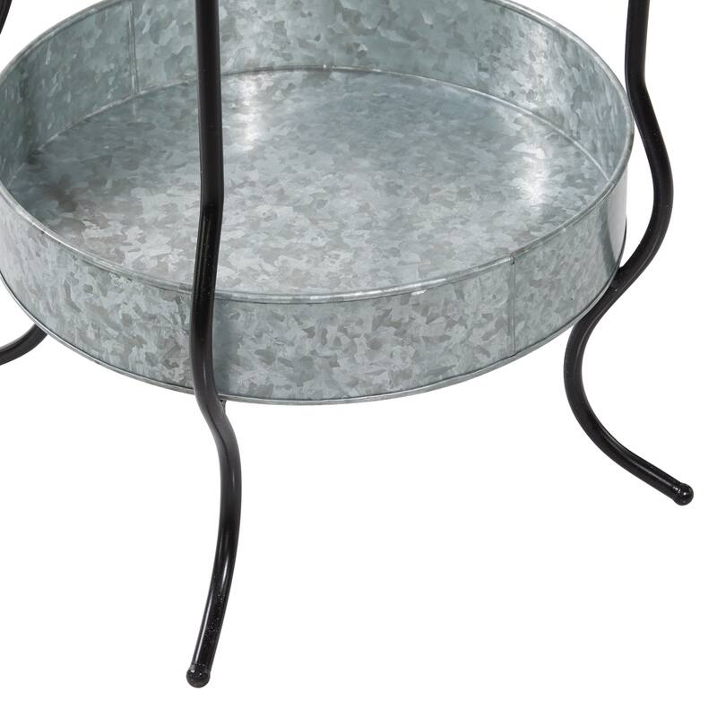 Metal 6 Bottle Ice Bucket with Lower Shelf - Gray - Roche River Decor - 19"W x 19"L x 34"H