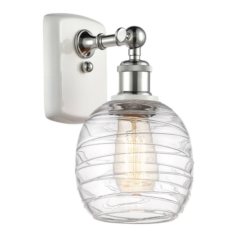 Innovations Lighting 516-1W-11-6 Belfast Sconce Belfast 11" Tall Wall - White and Polished Chrome / Deco Swirl